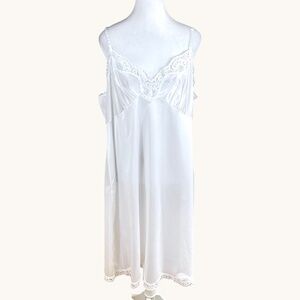 Mel Lin Slip Dress Vintage White Lace Trim (46, ~1-2X)